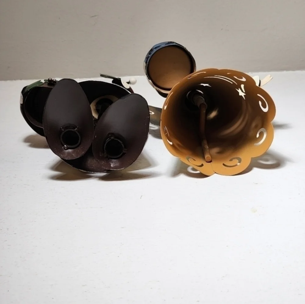 Metal Bobblehead Teallite Candle‎ Holder Santa And Angel Christmas Decorations